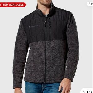 Free Country Men's Full Zip Overlay Variety Navy and Gray Fleece Jacket